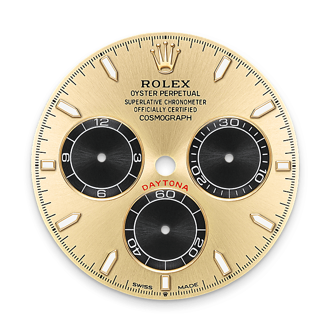 Rolex Cosmograph Daytona Zifferblatt in Golden und strahlend Schwarz