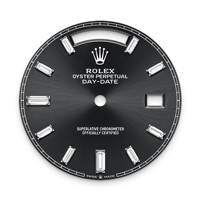 Rolex Day-Date 40 Strahlend schwarzes Zifferblatt